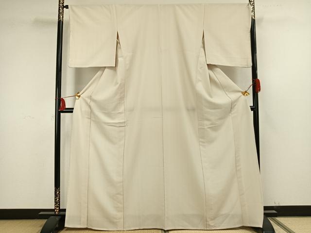 平和屋着物▽江戸小紋 単衣 万筋 オレンジ色×白色 洗える着物