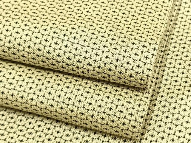 平和屋着物▽本塩沢 単衣 110亀甲 舞花文 正絹 逸品 AAAW1428fy