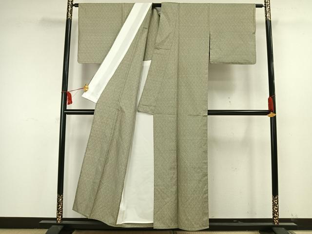 平和屋着物▽本場大島紬 単衣 7マルキ 幾何学文様 正絹 逸品 AAAW7578fy