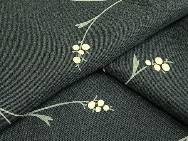 平和屋着物▽上質な小紋　単衣　草花文　正絹　逸品　AAAW7586fy