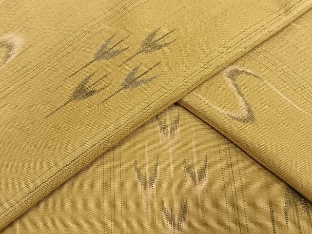 平和屋着物▽上質な紬　単衣　幾何学文様　正絹　逸品　AAAW7598fy