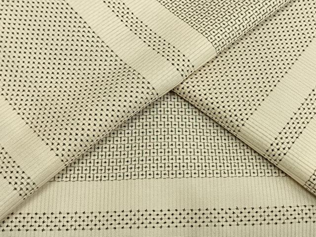 平和屋着物▽本場大島紬　単衣　白大島　100亀甲　横段文　正絹　逸品　AAAW7606fy