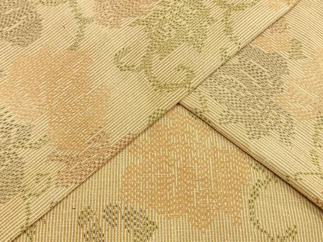 平和屋着物▽上質な紬　単衣　花唐草文　正絹　逸品　未使用　AAAW7613fy