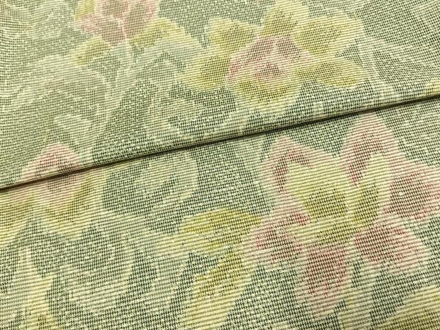 平和屋着物▽上質な紬　単衣　草花文　正絹　逸品　AAAW7614fy 平和屋着物▽上質な紬 単衣 草花文 正絹 逸品 AAAW7614fy