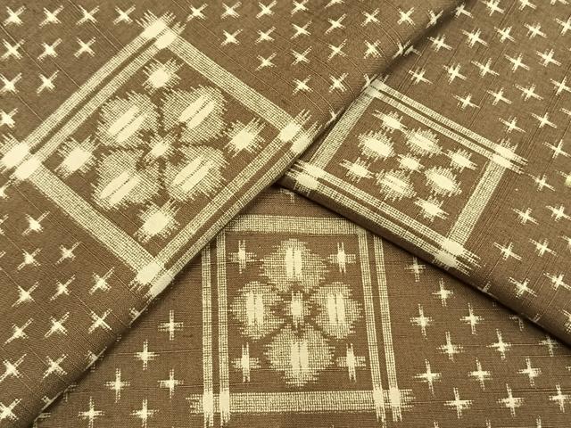 平和屋着物▽上質な紬　単衣　色紙花文　正絹　逸品　AAAW7619fy