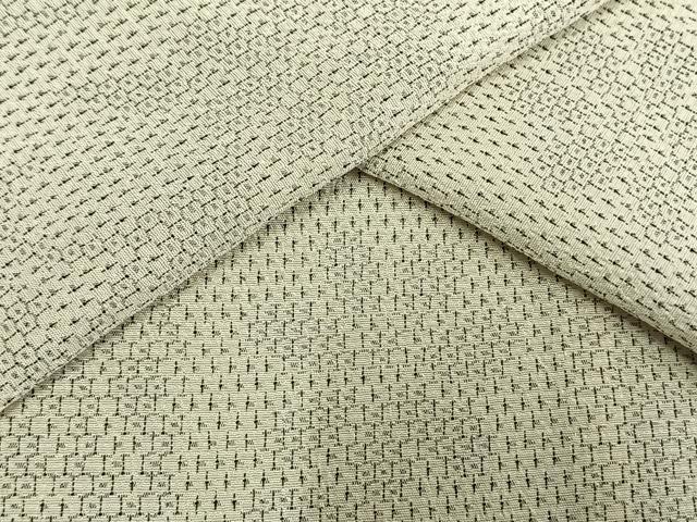 平和屋着物▽本塩沢　単衣　110亀甲　草花間道　正絹　逸品　AAAW7635fy