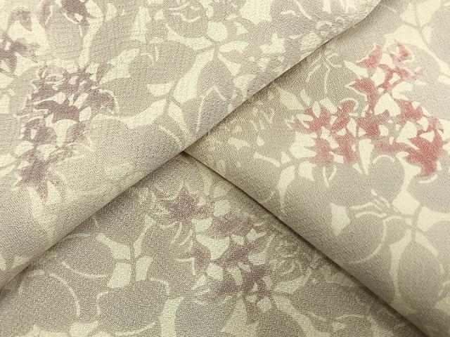 平和屋着物▽上質な小紋　単衣　草花文　正絹　逸品　AAAW7637fy