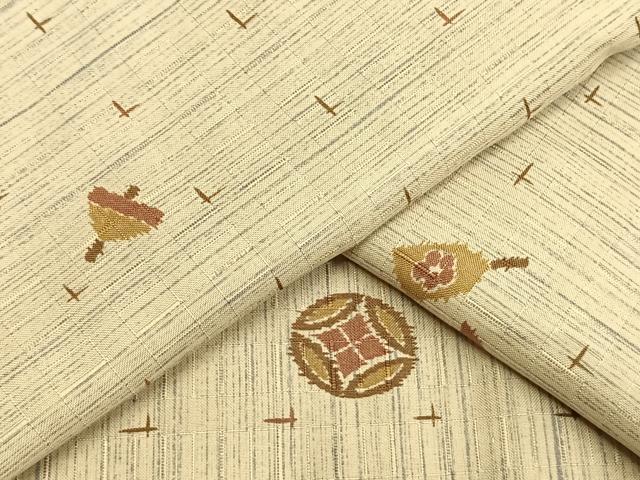 平和屋着物▽上質な紬　単衣　丸文　正絹　逸品　AAAW7642fy