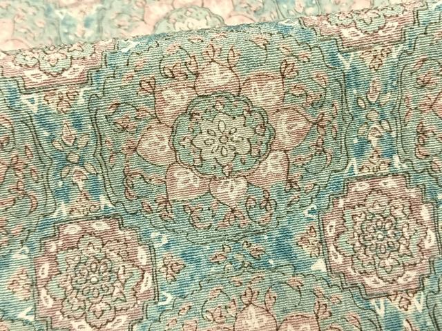 平和屋着物▽上質な小紋 単衣 紬地 丸文 正絹 逸品 未使用