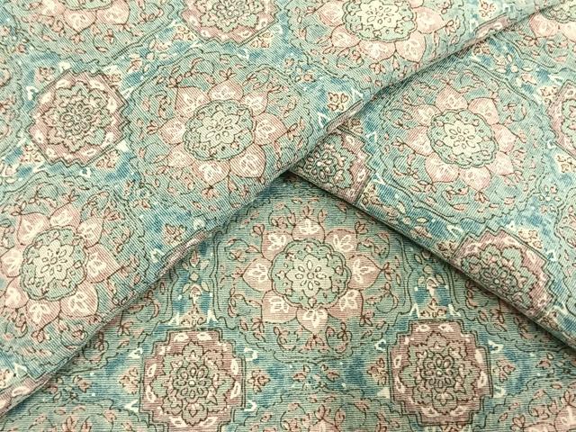 平和屋着物▽上質な小紋　単衣　紬地　花丸文　正絹　逸品　AAAW7643fy