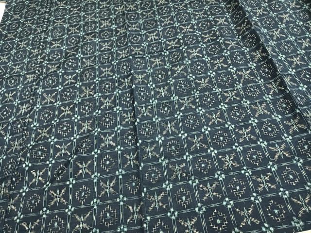 平和屋着物▽上質な紬 単衣 幾何学文様 高島屋扱い 正絹 逸品