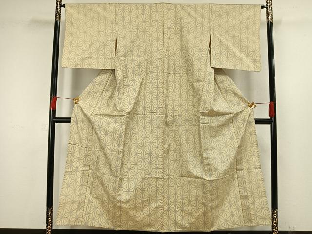 平和屋着物■上質なお召　麻の葉文様　逸品　未使用　BAAJ1914ow 平和屋着物▽上質なお召 単衣 麻の葉文様 正絹 逸品 CAAV0976ou