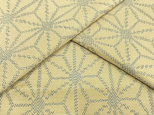 平和屋着物▽お召 単衣 亀甲麻の葉文様 正絹 逸品 AABB2331fy 平和屋着物