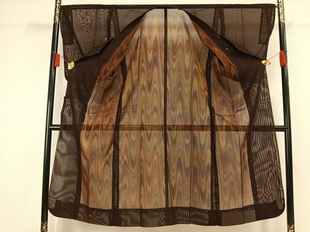 平和屋着物▽道行コート　スリーシーズン　春夏秋　塵除け　紗　杢目文　反端付き　ロング丈　正絹　逸品　AAAW7659fy 平和屋着物▽道行コート スリーシーズン 春夏秋 塵除け 紗 杢目