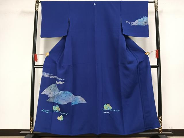 平和屋着物▽訪問着　単衣　ろうけつ染め　風景文　正絹　逸品　AAAW7661fy