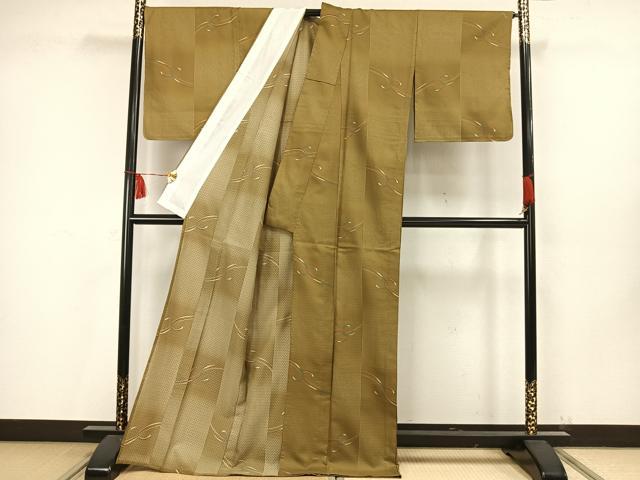 平和屋着物▽小紋 単衣 幾何学文様 洗える着物 未使用 BAAS8178yc