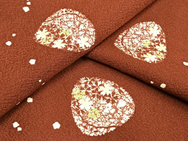 平和屋着物▽上質な小紋　単衣　花丸文　正絹　逸品　AAAW7675fy