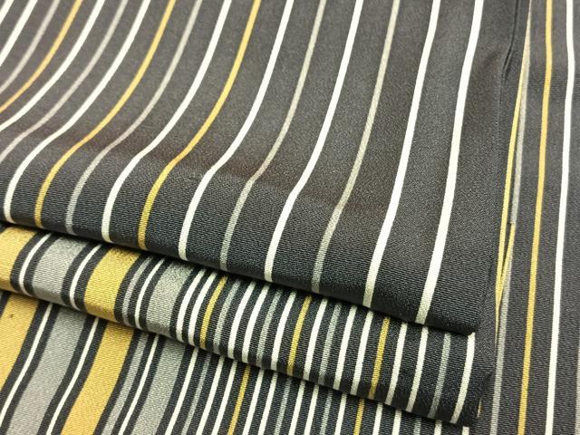 平和屋着物▽上質な小紋　単衣　縞　正絹　逸品　AAAW7679fy