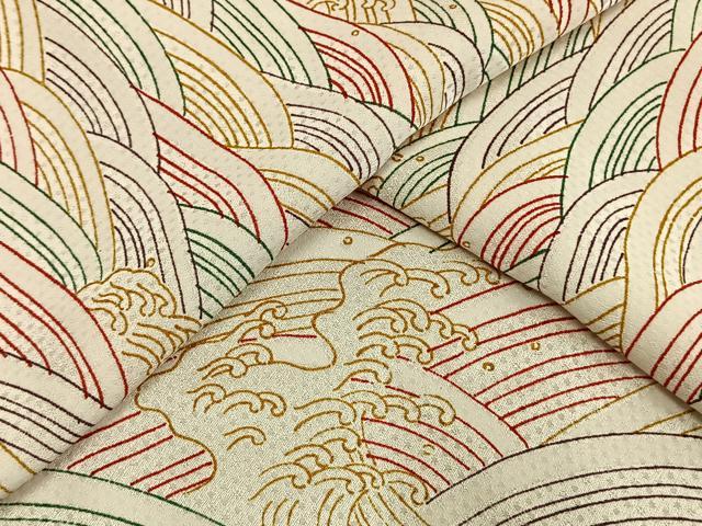 平和屋着物▽上質な小紋　単衣　立浪文　正絹　逸品　AAAW7688fy