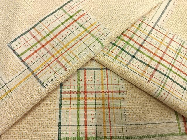 平和屋着物▽上質な紬　単衣　幾何学文様　正絹　逸品　AAAW7696fy