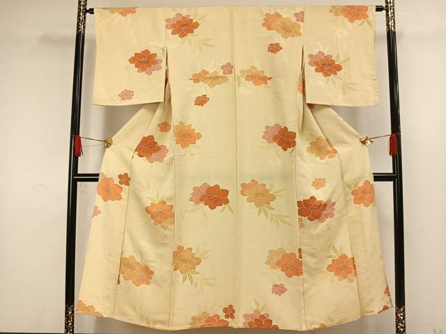 平和屋着物▽上質な小紋　単衣　草花文　地紋起こし　正絹　逸品　AAAW7709fy 平和屋着物▽上質な小紋 単衣 作家物 草花文 正絹 逸品 AABD0380fy