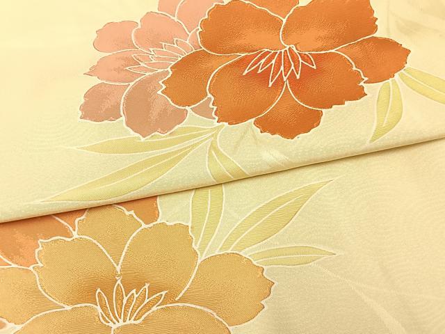 平和屋着物▽上質な小紋 単衣 草花文 地紋起こし 正絹 逸品 AAAW7709fy