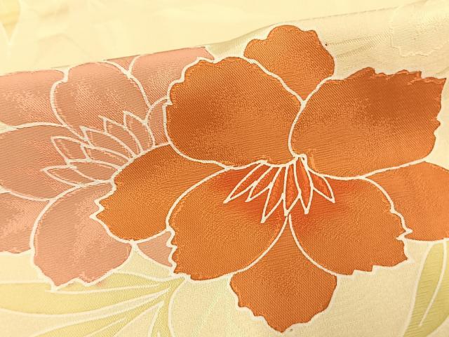 平和屋着物▽上質な小紋 単衣 草花文 地紋起こし 正絹 逸品 AAAW7709fy