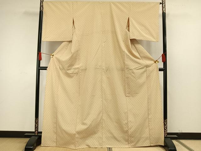 平和屋着物▽本塩沢　単衣　十字絣　正絹　逸品　AAAW7717fy