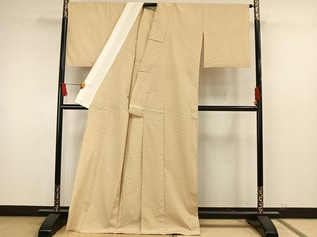 平和屋着物▽本塩沢　単衣　十字絣　正絹　逸品　AAAW7717fy