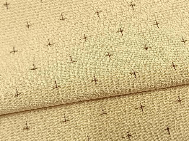平和屋着物▽本塩沢　単衣　十字絣　正絹　逸品　AAAW7717fy
