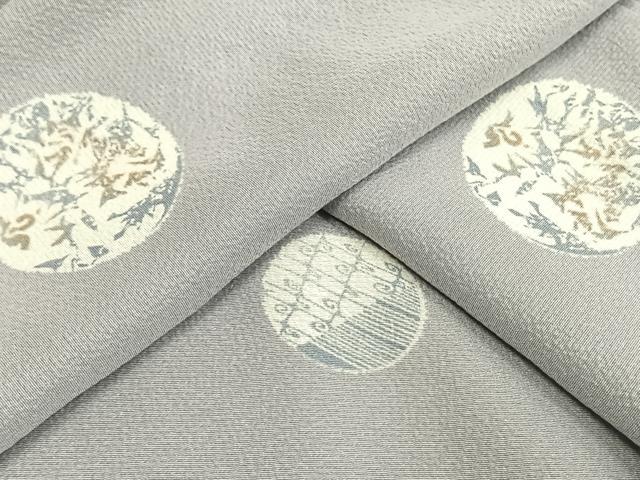 平和屋着物▽上質な小紋　単衣　花丸文　正絹　逸品　未使用　AAAW7725fy