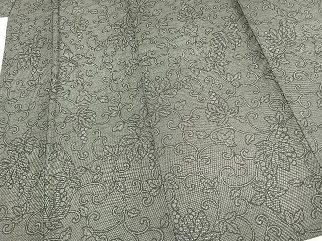 平和屋着物▽小紋 単衣 葡萄 黒地 洗える着物 AAAW7749fy