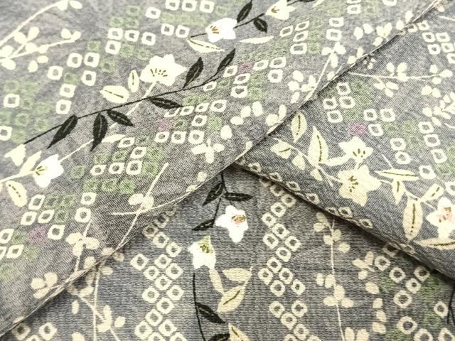 平和屋着物▽小紋　単衣　草花間道　洗える着物　AAAW7759fy