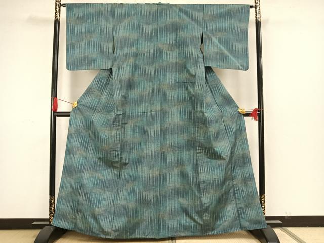 平和屋着物○染色作家 斉藤三才 小紋 舞蝶地紋 丹後ちりめん 反端