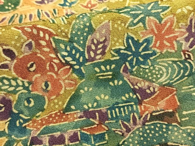 平和屋着物▽上質な小紋 単衣 型染め 草花文 正絹 逸品 AAAU8537fy