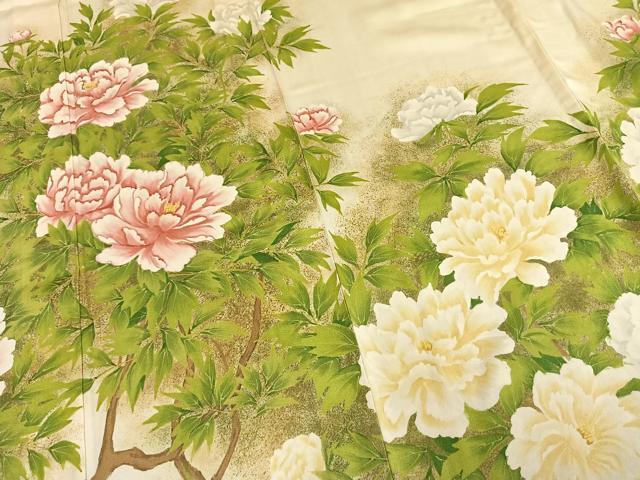 平和屋着物▽訪問着　単衣　作家物　手描き　枝花文　暈し染め　正絹　逸品　未使用　AAAW7802fy_3