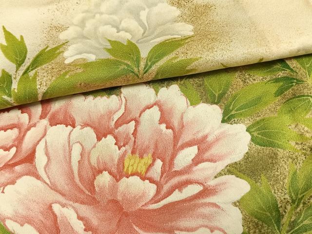 平和屋着物▽訪問着　単衣　作家物　手描き　枝花文　暈し染め　正絹　逸品　未使用　AAAW7802fy_4