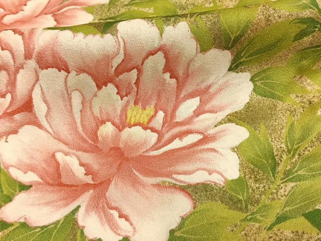 平和屋着物▽訪問着　単衣　作家物　手描き　枝花文　暈し染め　正絹　逸品　未使用　AAAW7802fy_5