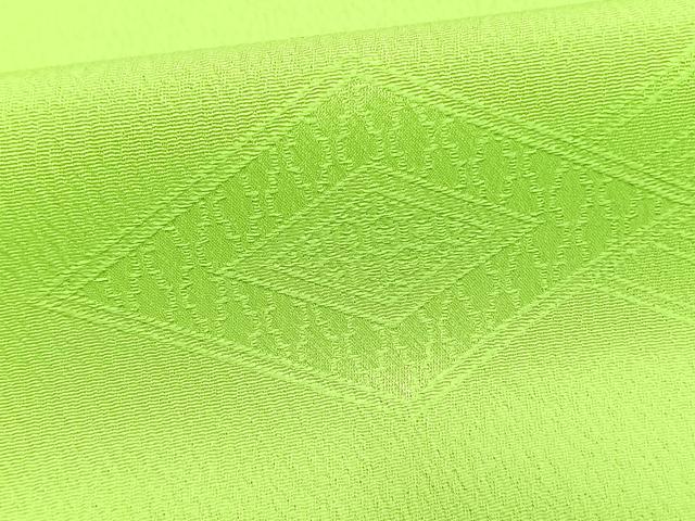 平和屋着物▽色無地 単衣 菱地紋 若苗色 洗える着物 AAAW7811fy