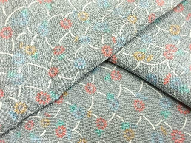 平和屋着物▽小紋　単衣　草花文　洗える着物　AAAW7816fy