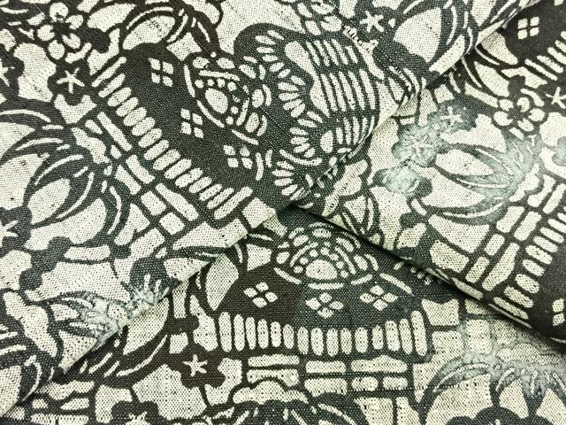 平和屋着物▽上質な小紋　単衣　紬地　風景文　正絹　逸品　AAAW7823fy