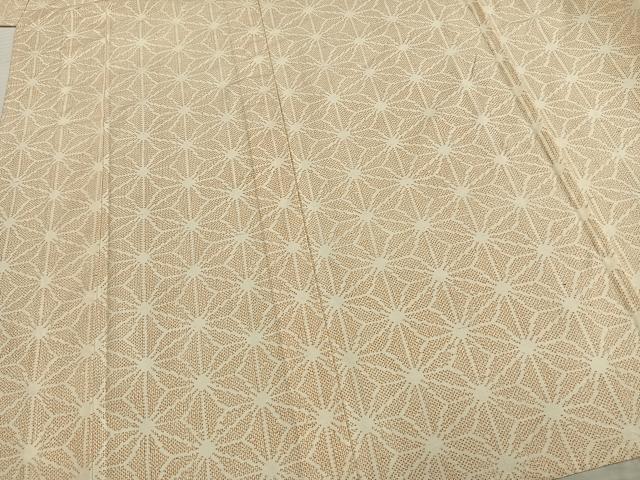 平和屋着物▽上質な紬 単衣 麻の葉文様 正絹 逸品 AAAW7843fy