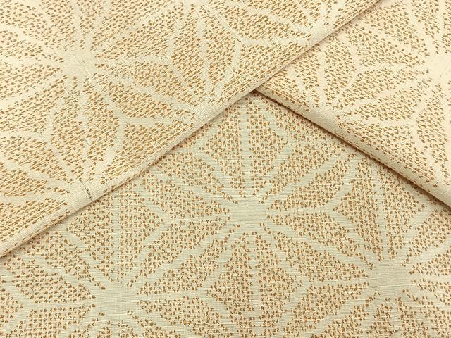 平和屋着物▽上質な紬　単衣　麻の葉文様　正絹　逸品　AAAW7843fy