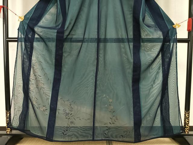 平和屋着物▽訪問着　無双　紗袷　紗×紗　手描き　草花文　金彩　正絹　逸品　AAAW7850fy_2