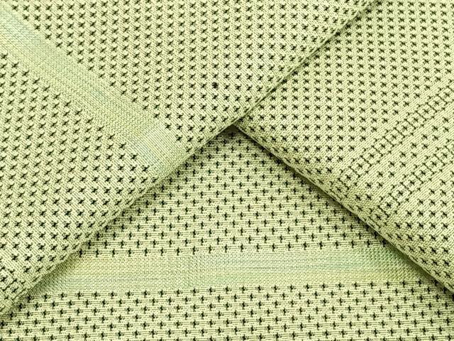 平和屋着物▽お召　単衣　110亀甲　横縞　正絹　逸品　AAAW7859fy