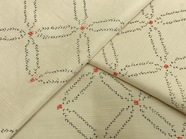 平和屋着物▽上質な紬　単衣　割付文　正絹　逸品　AAAW7864fy