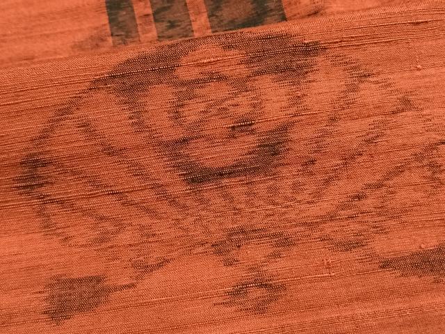 平和屋着物▽上質な紬 単衣 扇面花文 正絹 逸品 AAAW7869fy