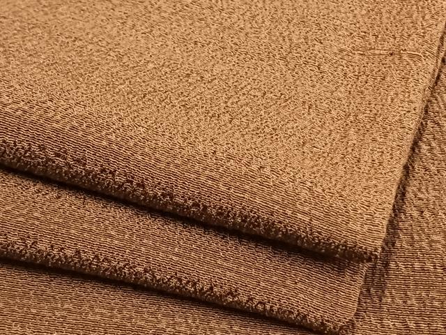 平和屋着物▽上質な色無地　単衣　変わり縞　枯茶色　正絹　逸品　AAAW7880fy