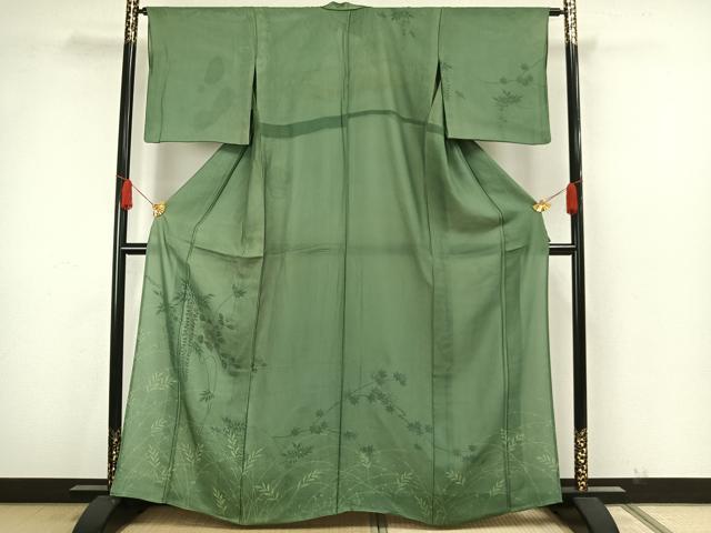 平和屋着物▽訪問着　無双　紗袷　紗×絽　手描き　草花文　正絹　逸品　AAAW7887fy