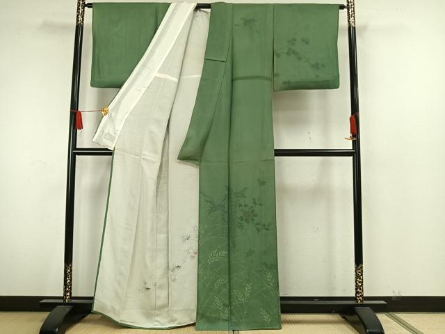 平和屋着物▽訪問着　無双　紗袷　紗×絽　手描き　草花文　正絹　逸品　AAAW7887fy_1